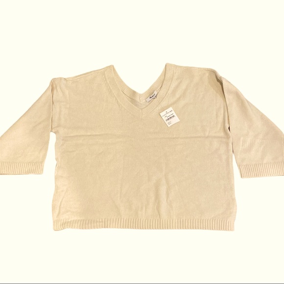 NWT Madewell Double-V Cream Pullover Sweater - Picture 4 of 9
